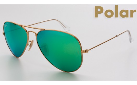 Ray-Ban Aviator Green Flash Lenses Polarised (RB3025 112/P9 58mm) saules brilles